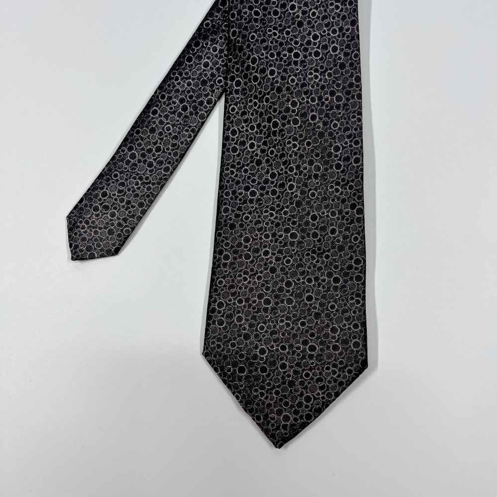 Norseman Black Silver Geometric Bubble Pattern Necktie Mens One Size